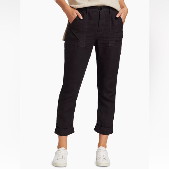 🆕FrameWomen’s Le Beau Military Linen Pants in Washed Black S
